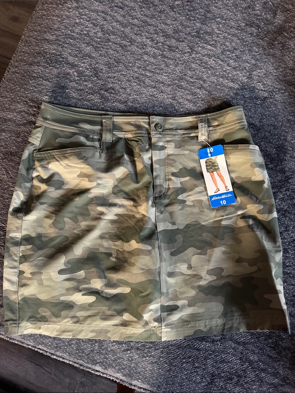 Eddie Bauer Camo Print Mini Skirt in Green and Tan 17” in length